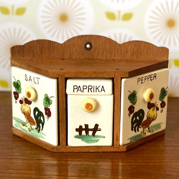 Vintage Other - Spice Rack Salt & Pepper Paprika Vintage Country Farmhouse Kitchen Wall Decor